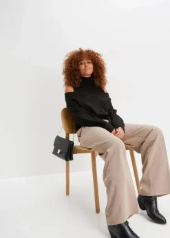 Grobstrick-Pullover schulterfrei