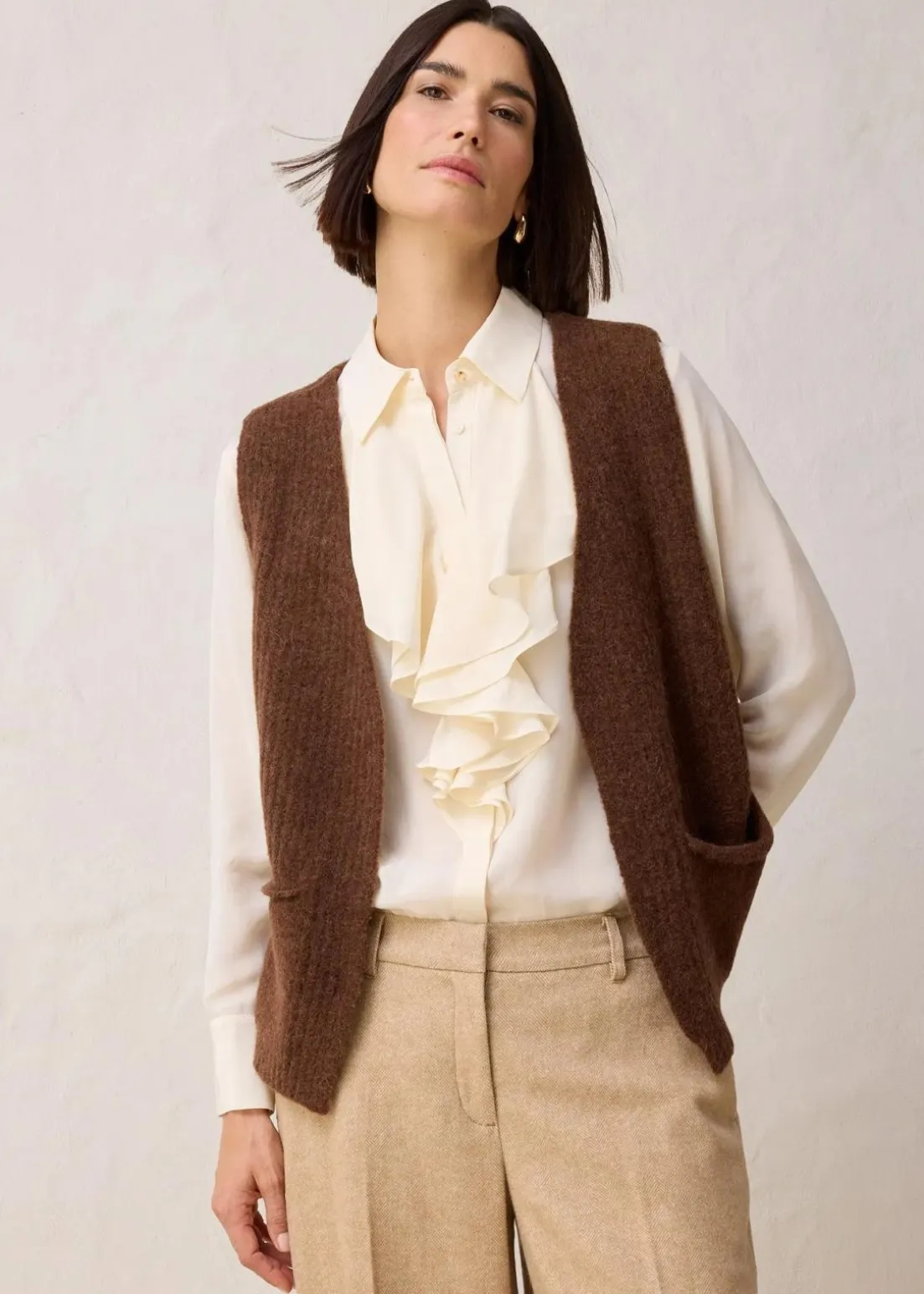 Grobstrickweste mit Alpakawolle