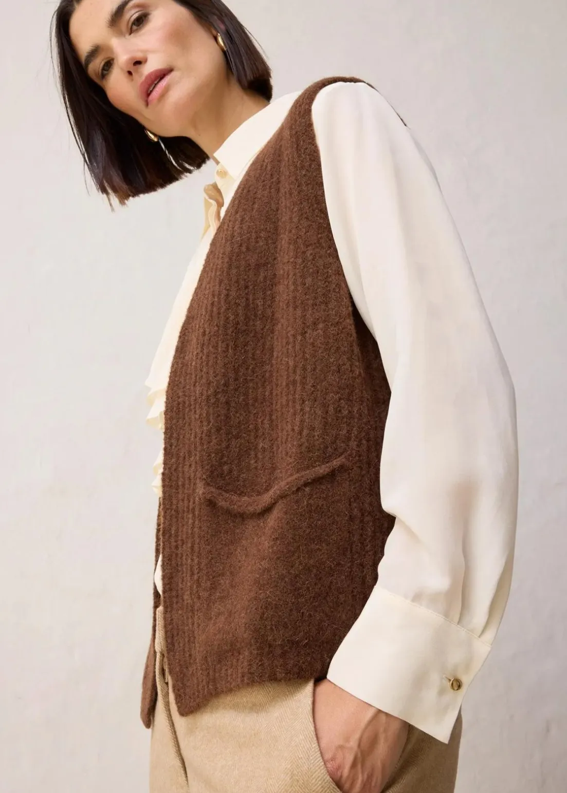 Grobstrickweste mit Alpakawolle