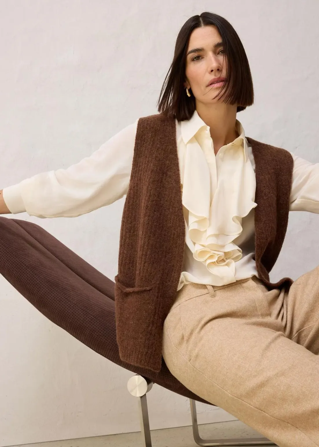 Grobstrickweste mit Alpakawolle