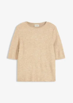 Halbarmpullover mit Pailletten und Glanzgarn