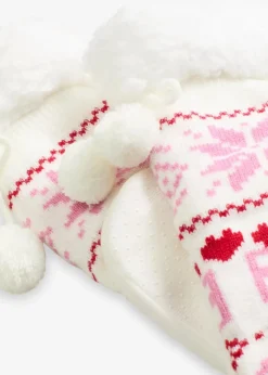 Haussocken mit Teddyfutter und angenähter Sohle