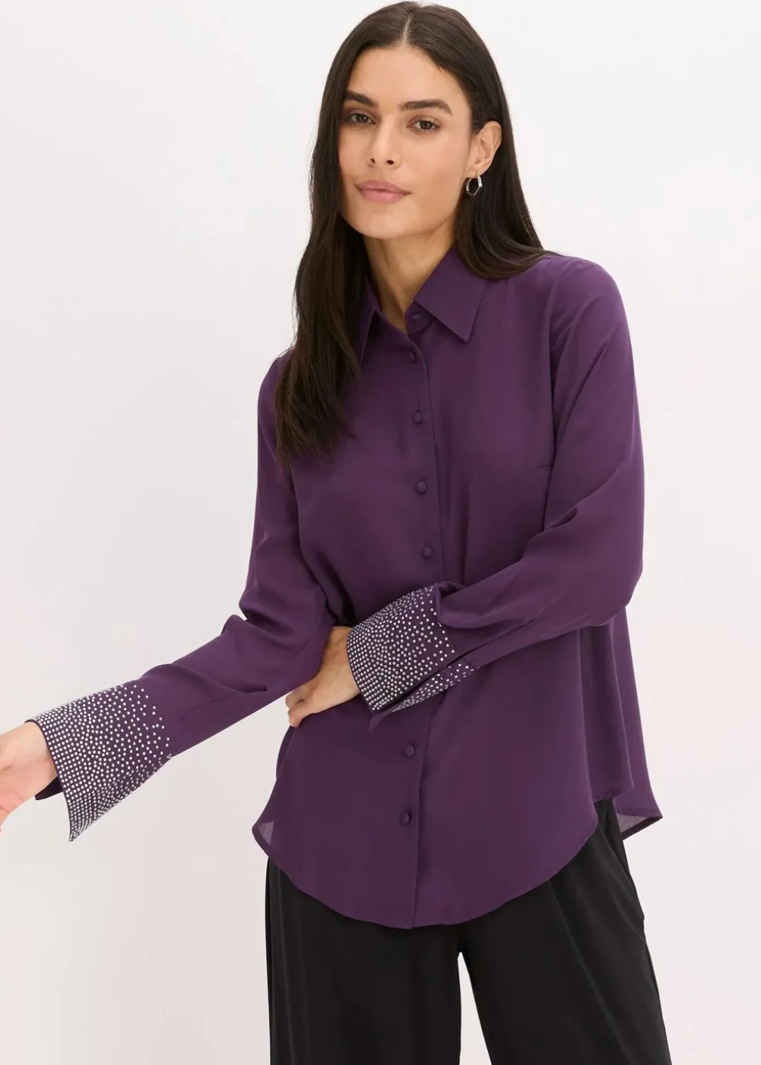 Hemdbluse mit Glitzersteinchen