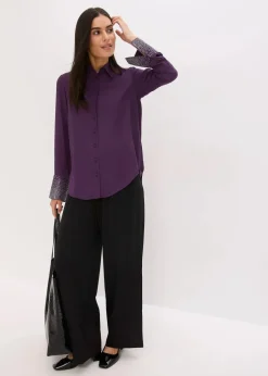 Hemdbluse mit Glitzersteinchen