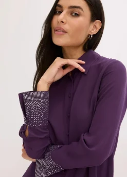 Hemdbluse mit Glitzersteinchen