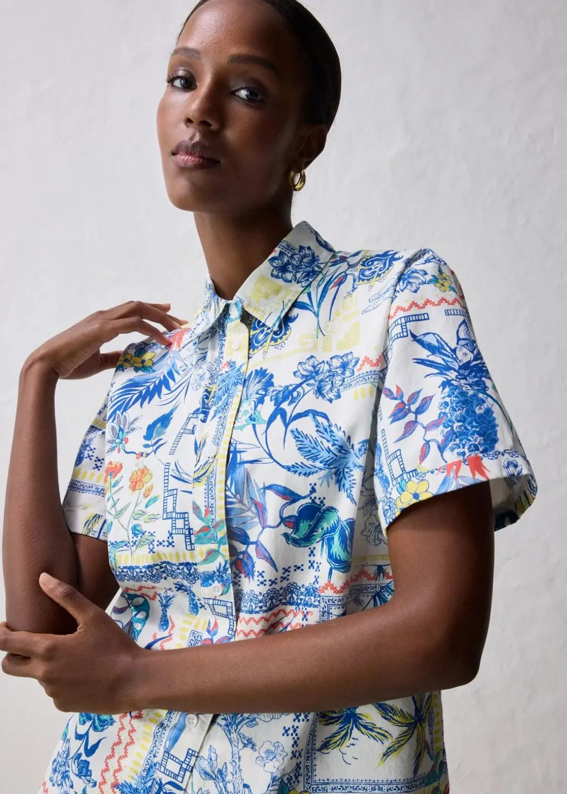 Hemdbluse mit Seidenanteil