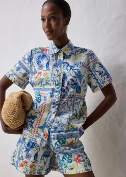 Hemdbluse mit Seidenanteil