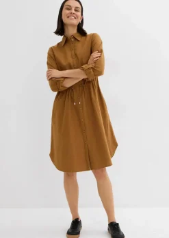 Hemdblusenkleid aus Leinen-Baumwoll-Mix