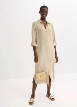 Hemdblusenkleid mit Leiterspitze