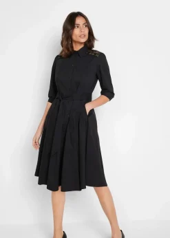 Hemdblusenkleid mit Spitze und Bindeband