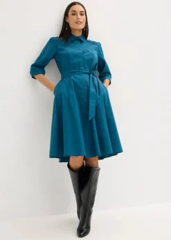 Hemdblusenkleid mit Spitze und Bindeband