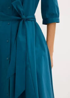 Hemdblusenkleid mit Spitze und Bindeband