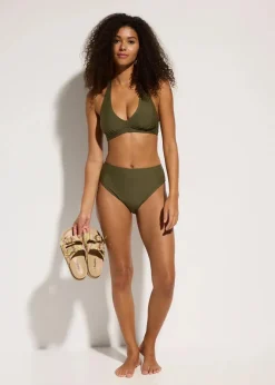 Highwaist-Bikinihose mit hohem Beinausschnitt