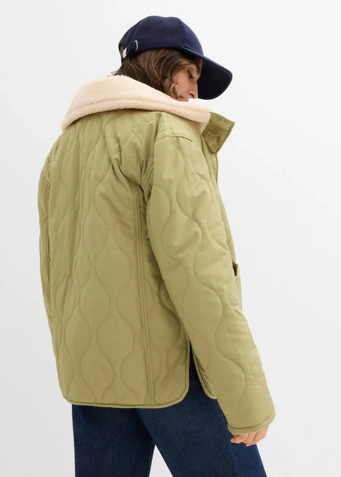 3-in-1 Leichte Umstandsjacke mit Teddyfutter und Trageeinsatz