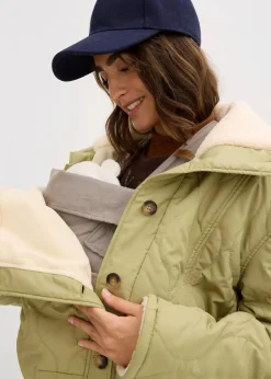 3-in-1 Leichte Umstandsjacke mit Teddyfutter und Trageeinsatz