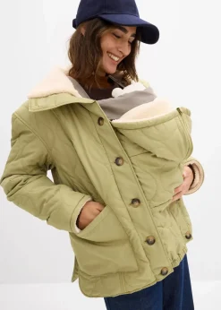 3-in-1 Leichte Umstandsjacke mit Teddyfutter und Trageeinsatz