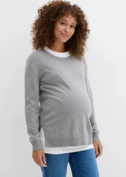 3-in-1 Set aus Umstandspullover und Stilltop aus Baumwollstrick