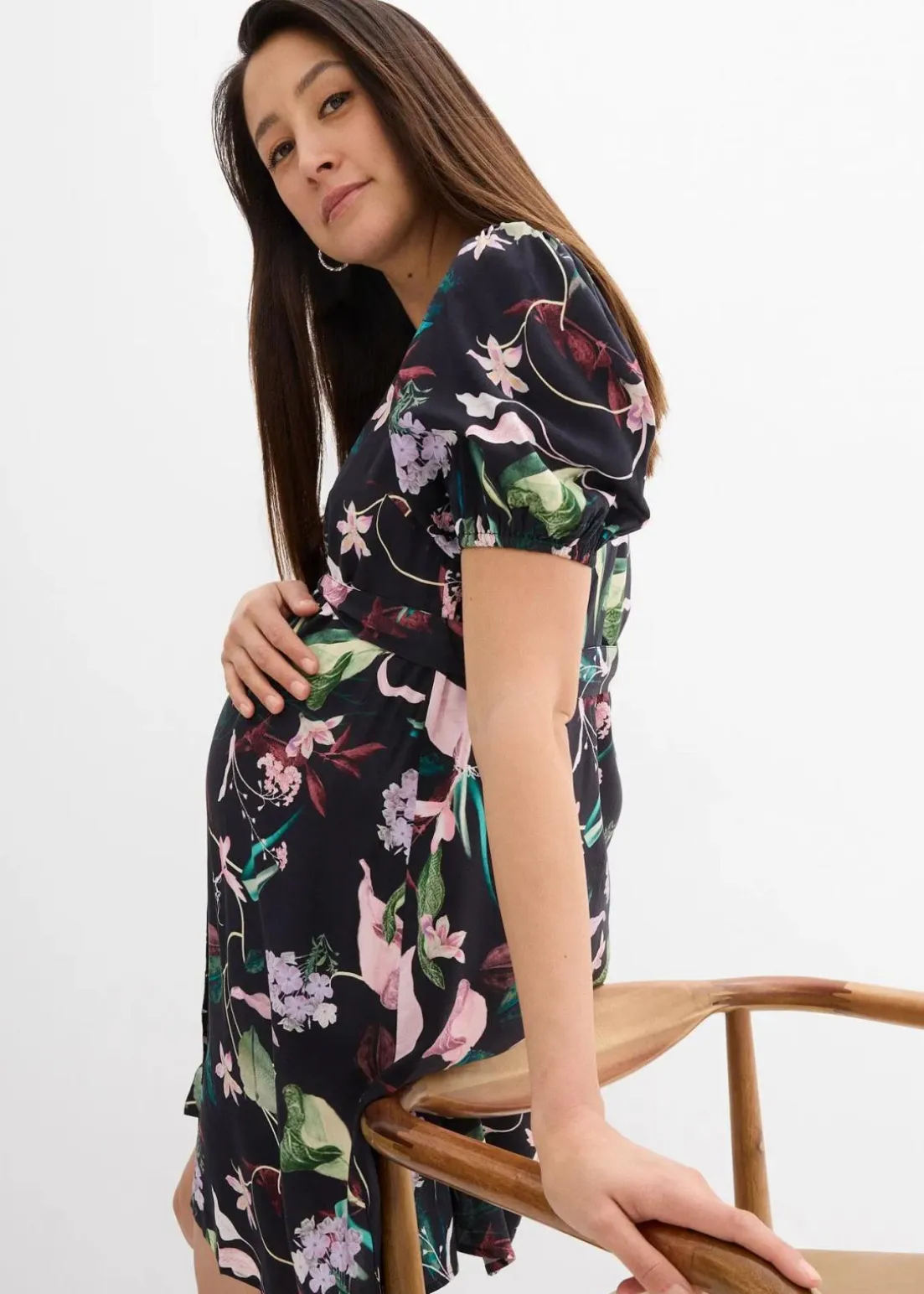 2-in-1 Umstands- und Stillblusenkleid aus fließender Viskose