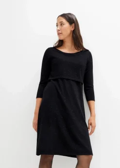 2-in-1 Umstands- und Stillstrickkleid mit Glanzgarn