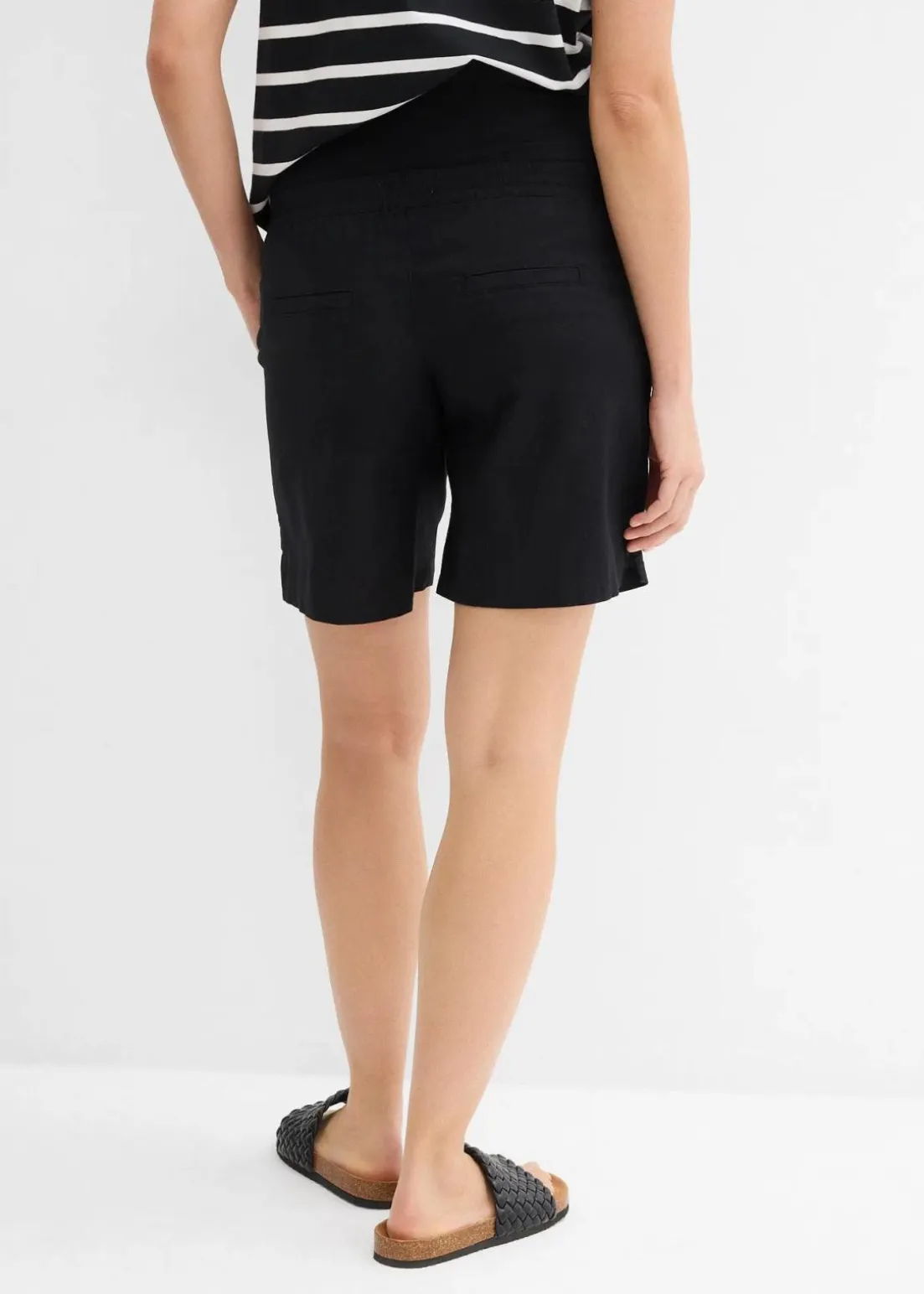 2-in-1 Umstandsbermuda mit Bauchband zum Umklappen aus Leinen-Mix