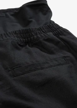 2-in-1 Umstandsbermuda mit Bauchband zum Umklappen aus Leinen-Mix