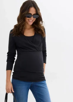 2-in-1 Umstandsshirts und Stillshirts aus Bio-Baumwolle (2er Pack)