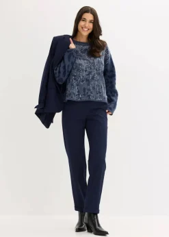Jacquard Oversize Pullover mit Pailletten