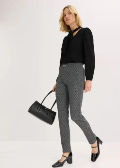 Jacquard Schlupfhose mit Schließendetail