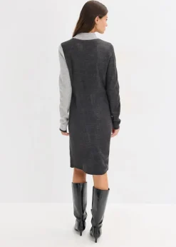 Jacquard-Strickkleid mit modernen Streifen