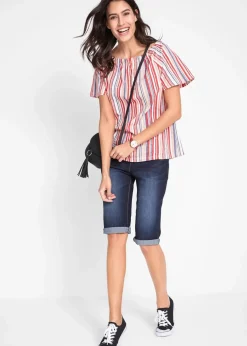 Jeans Bermuda Mid Waist mit gekrempeltem Saum