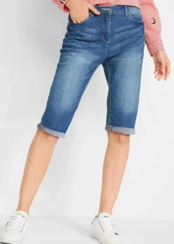 Jeans Bermuda Mid Waist mit gekrempeltem Saum