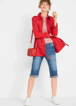 Jeans Bermuda Mid Waist mit gekrempeltem Saum