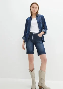 Jeans Bermuda Slim Fit Mid Waist