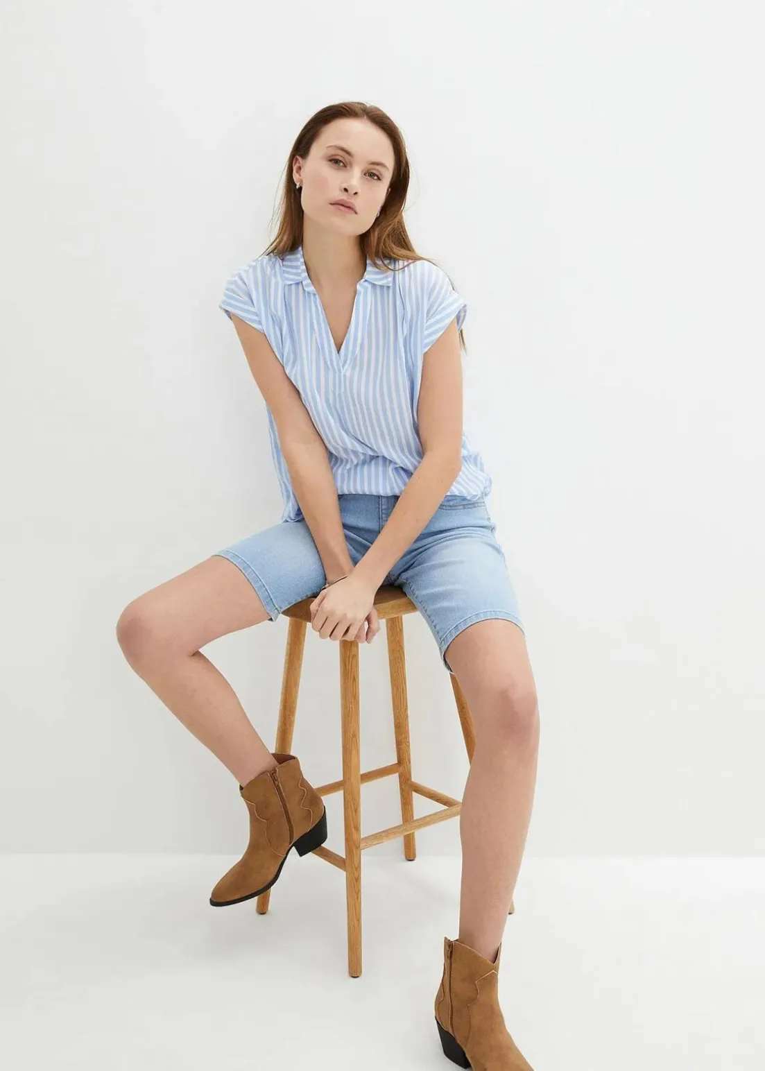 Jeans Bermuda Slim Fit Mid Waist