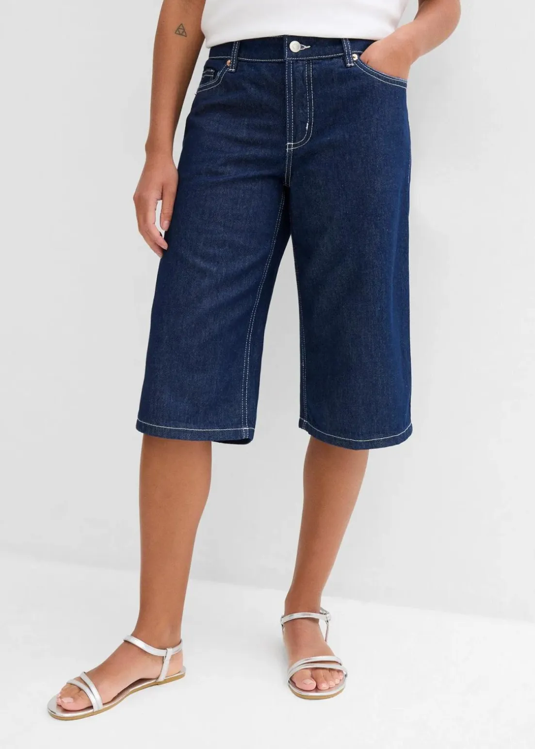 Jeans-Bermuda Mid Waist, Low Stretch