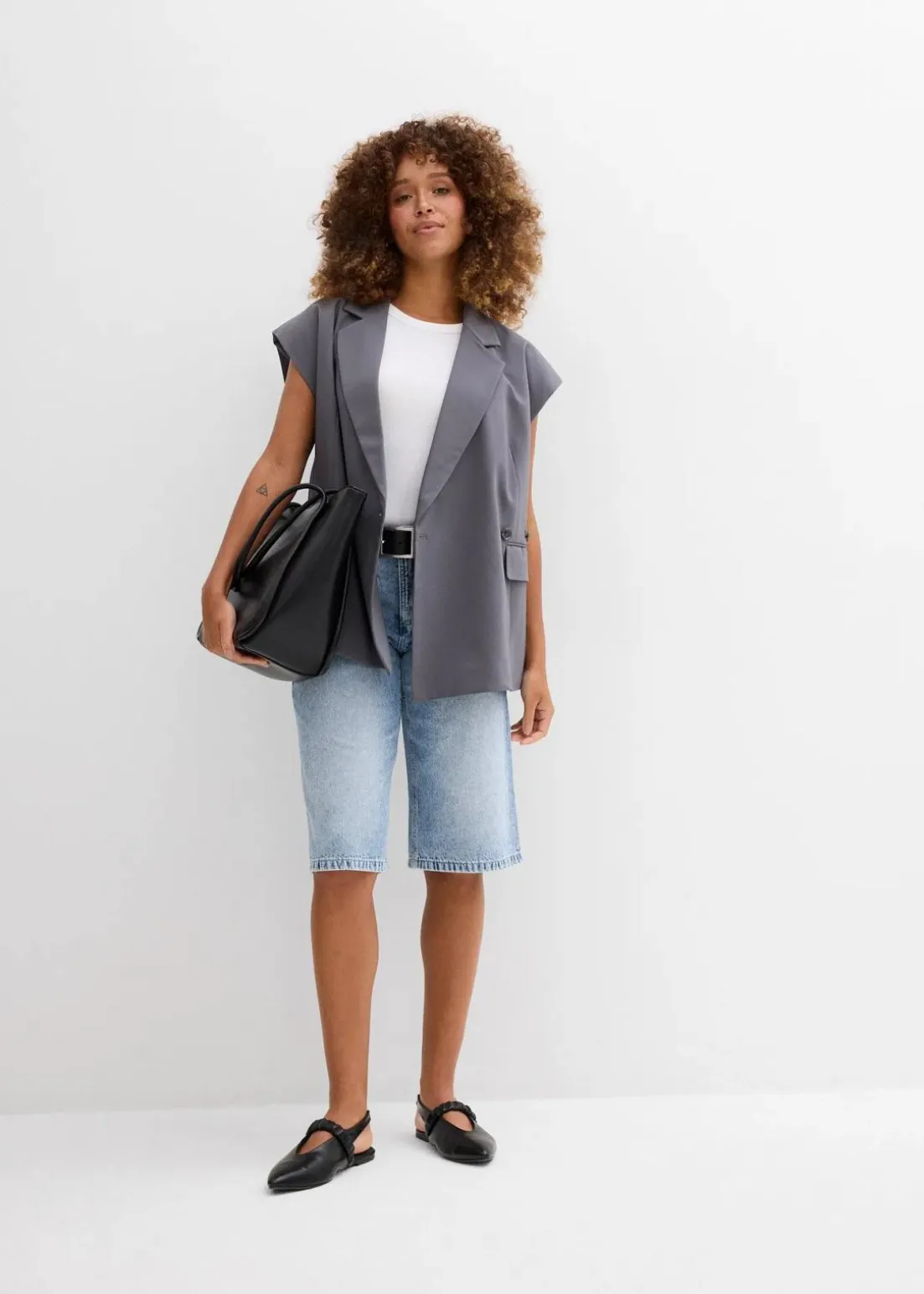 Jeans-Bermuda Mid Waist, Low Stretch