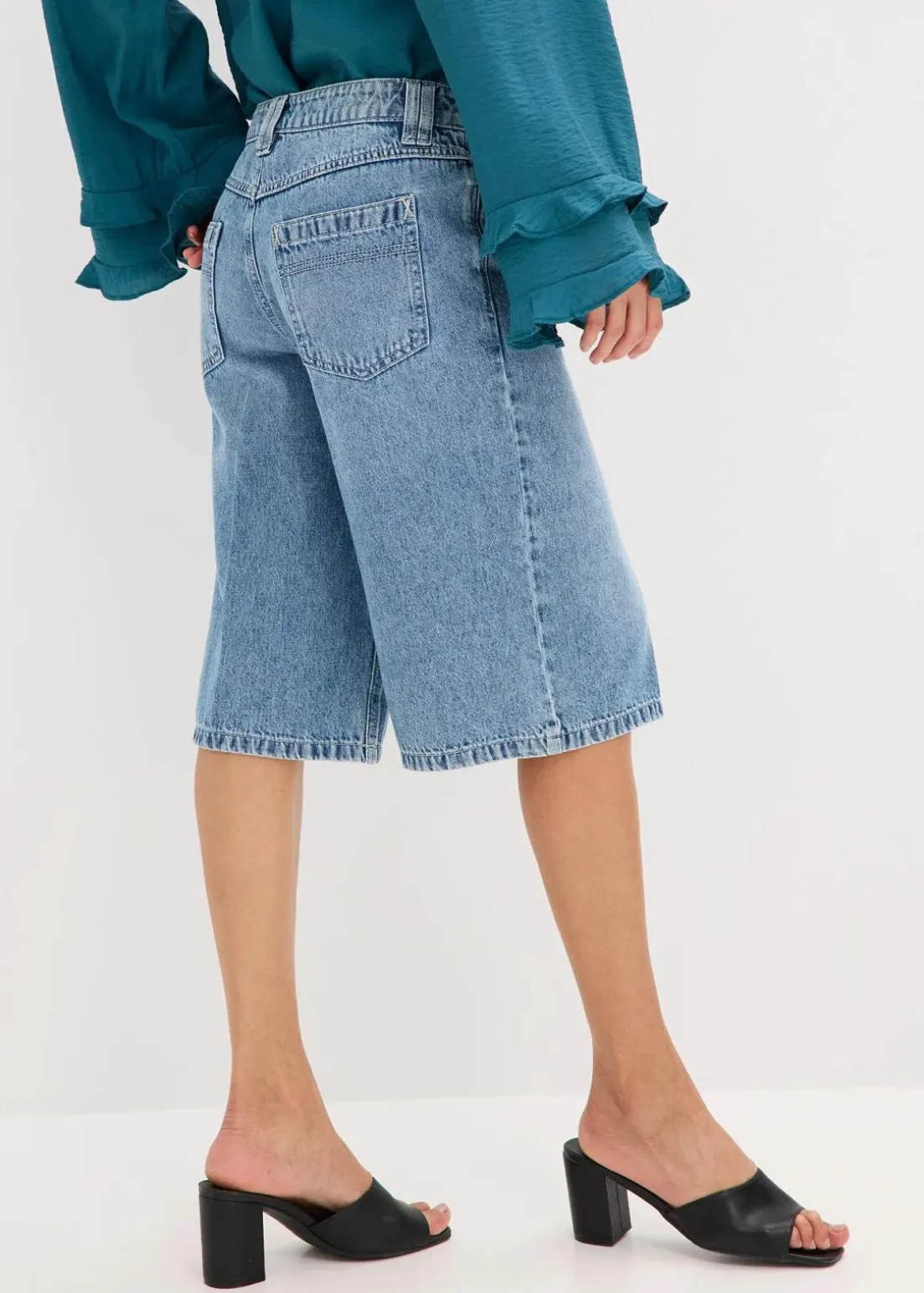 Jeans-Bermuda Mid Waist, Low Stretch
