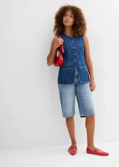 Jeans-Bermuda Mid Waist, Low Stretch