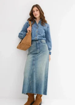 Jeansbluse aus reiner Baumwolle