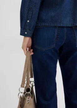 Jeansbluse mit Volants, aus reiner Baumwolle