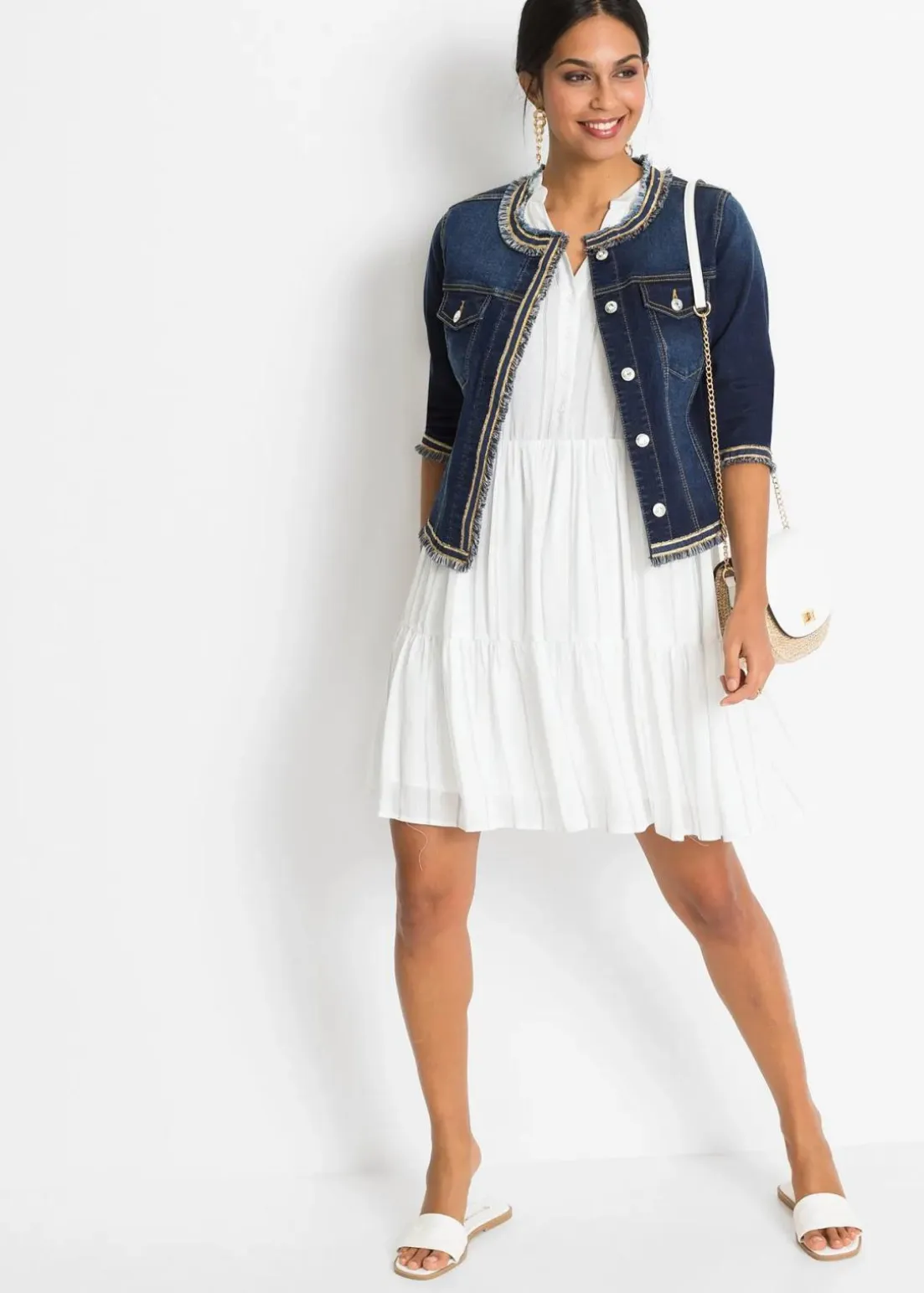 Jeansjacke mit Fransen