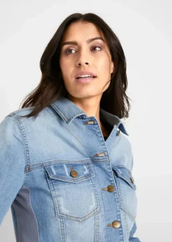 Jeansjacke mit seitlichem Rippeinsatz