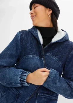Jeans-Parka mit Teddyfell