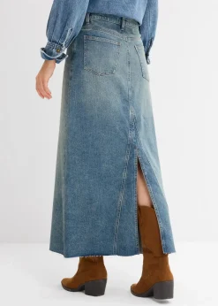 Jeansrock, Mid Waist, Maxi Length