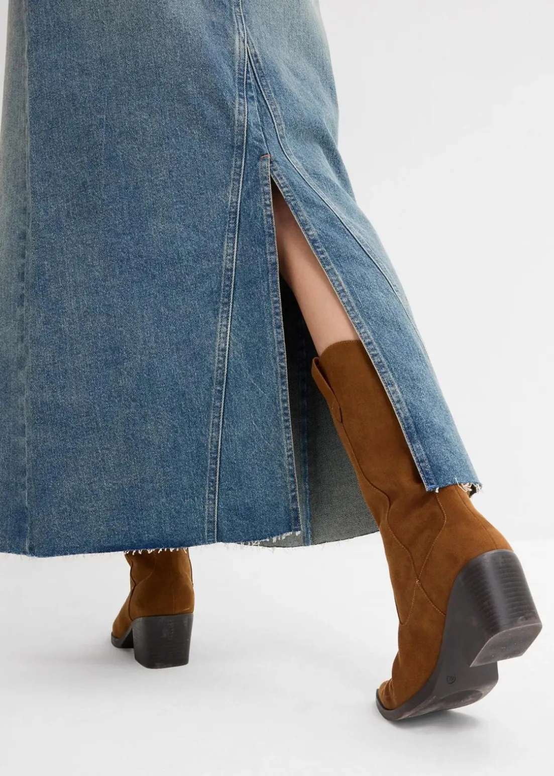 Jeansrock, Mid Waist, Maxi Length