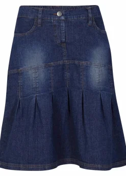 Jeansrock mit Biesen und Bequembund, A-Linie