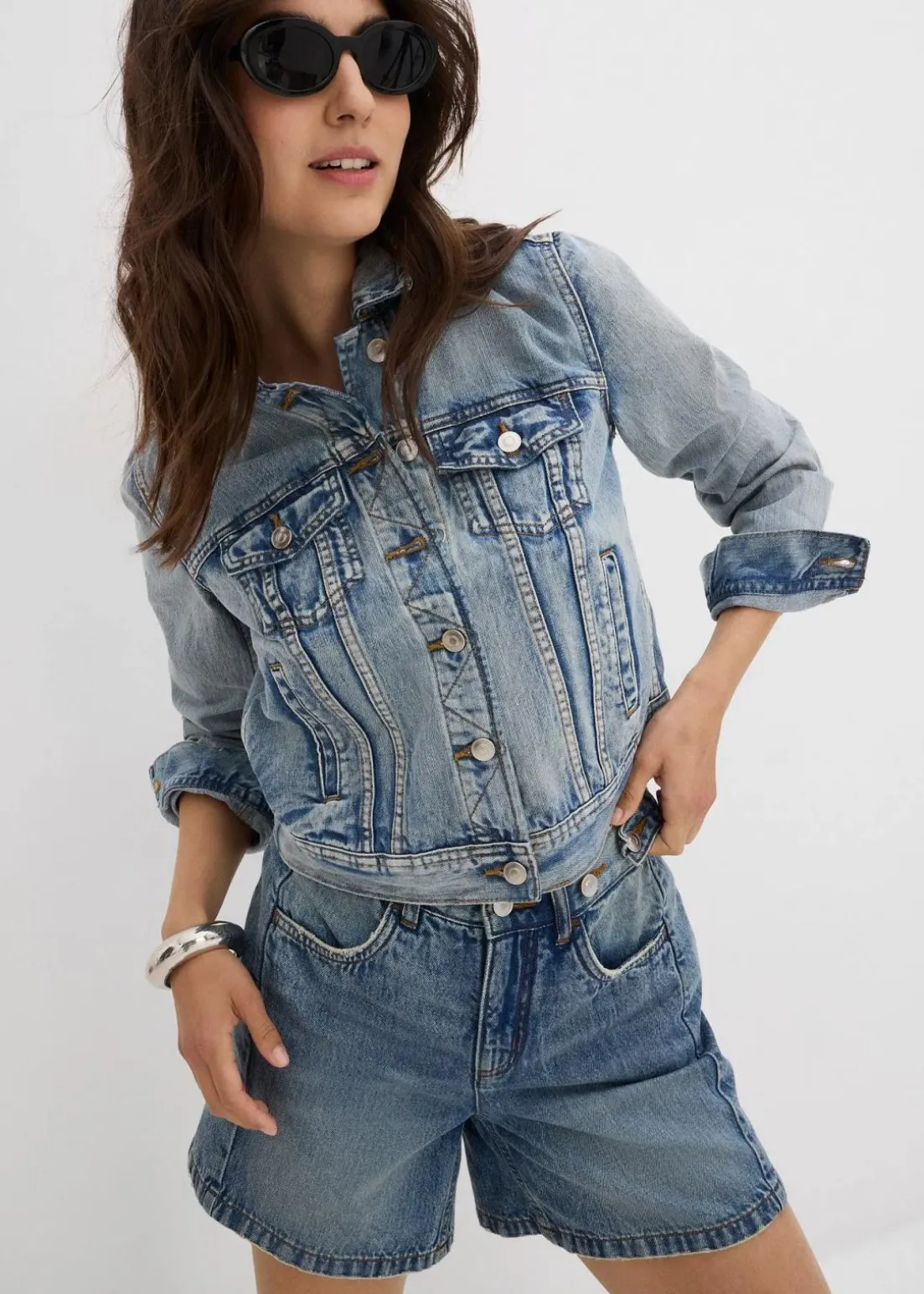 Jeans-Shorts Mid Waist, Low Stretch
