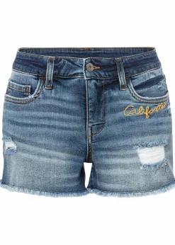 Jeansshorts Mid Waist mit Stickerei