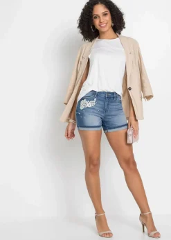 Jeansshorts Mid Waist mit Verzierung