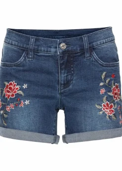 Jeans-Shorts Mid Waist, Stickerei